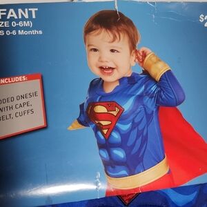 Infant Hero Costume with Cape - Blue, Red, and Gold